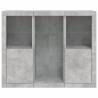 Modern 3-Piece Sideboards with LED Lights in Concrete Grey