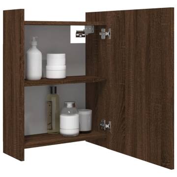 Elegant Brown Oak Bathroom Mirror Cabinet - 62.5x20.5x64cm