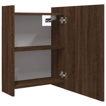 Elegant Brown Oak Bathroom Mirror Cabinet - 62.5x20.5x64cm