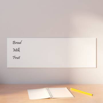 Wall-mounted Magnetic Board White 60x20 cm - Tempered Glass