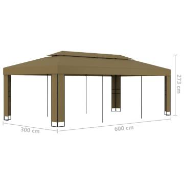 Gazebo with Double Roof 3x6 m Taupe - Durable Outdoor Shelter