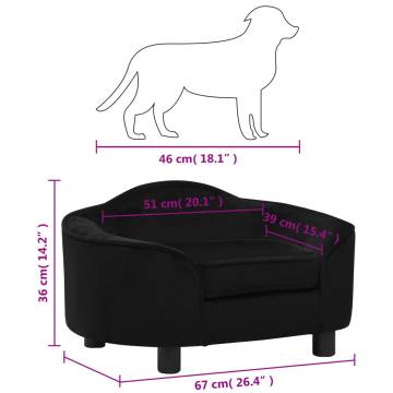 Dog Sofa Black 67x47x36 cm Plush - Comfortable Pet Furniture