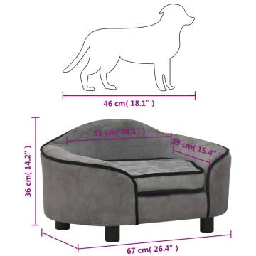 Plush Dog Sofa Grey 67x47x36 cm - Comfort for Your Pet