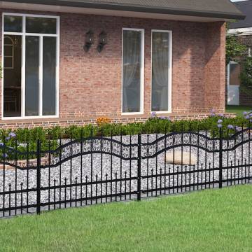 Garden Fence with Spear Top Black - Powder-coated Steel 115cm