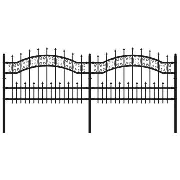 Garden Fence with Spear Top Black - Powder-coated Steel 115cm