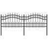 Garden Fence with Spear Top Black - Powder-coated Steel 115cm