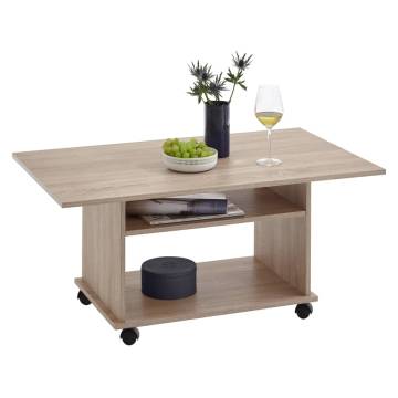 FMD Coffee Table with Castors - Stylish Oak Tree Design