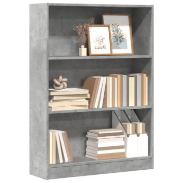 Concrete Grey Bookcase 80x24x109 cm - Stylish Storage Solution