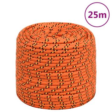 Durable Orange Boat Rope 10mm, 25m - Perfect for Sailing & More