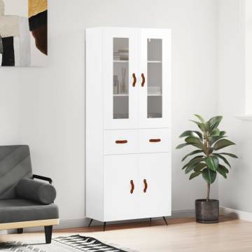 Stylish Highboard High Gloss White - 69.5x34x180 cm | HipoMarket