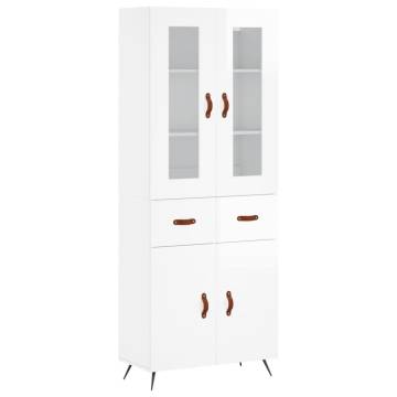 Stylish Highboard High Gloss White - 69.5x34x180 cm | HipoMarket