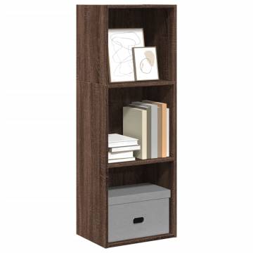 Brown Oak Bookcase - 40x30x114 cm Engineered Wood Storage