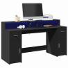  Desk with LED Lights Black 160x55x91 cm Engineered Wood Colour black Size 160 x 55 x 91 cm 