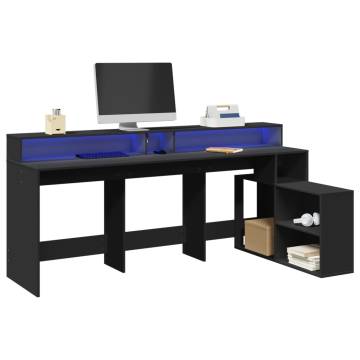 Black Desk with LED Lights - 200x104 cm - Stylish & Durable