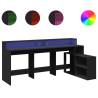 Black Desk with LED Lights - 200x104 cm - Stylish & Durable