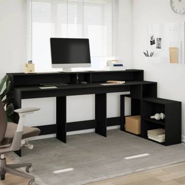 Black Desk with LED Lights - 200x104 cm - Stylish & Durable