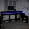 Black Desk with LED Lights - 200x104 cm - Stylish & Durable