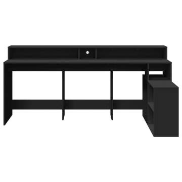 Black Desk with LED Lights - 200x104 cm - Stylish & Durable