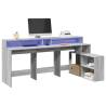  Desk with LED Lights Grey Sonoma 200x104x91 cm Engineered Wood Colour grey sonoma 