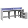 Desk with LED Lights Grey Sonoma - Stylish & Functional