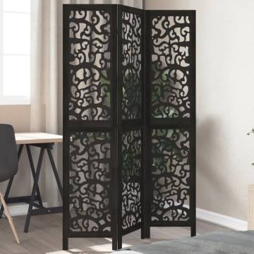 Elegant 3-Panel Black Wood Room Divider - HiPo Market