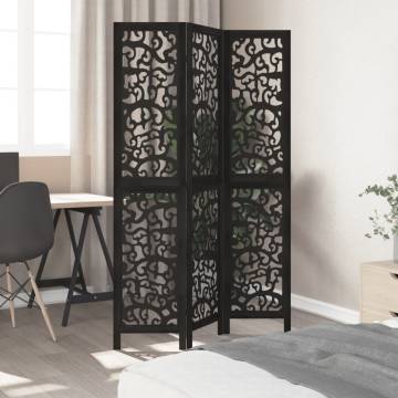 Elegant 3-Panel Black Wood Room Divider - HiPo Market