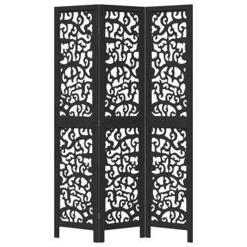 Elegant 3-Panel Black Wood Room Divider - HiPo Market