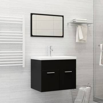 2 Piece Bathroom Furniture Set - Black Engineered Wood