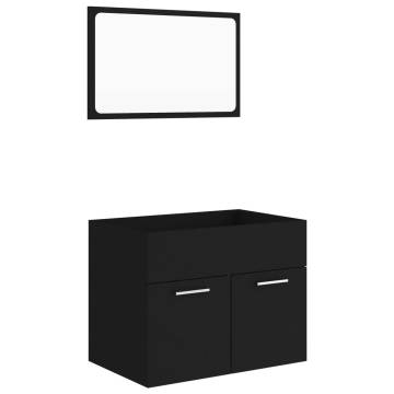 2 Piece Bathroom Furniture Set - Black Engineered Wood