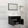 2 Piece Bathroom Furniture Set - Black Engineered Wood