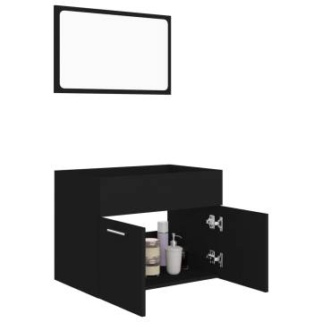 2 Piece Bathroom Furniture Set - Black Engineered Wood