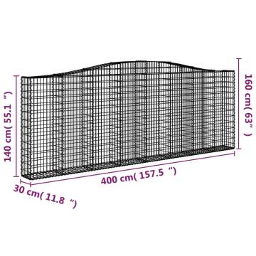 Arched Gabion Baskets - 25 pcs Galvanised Iron | HipoMarket