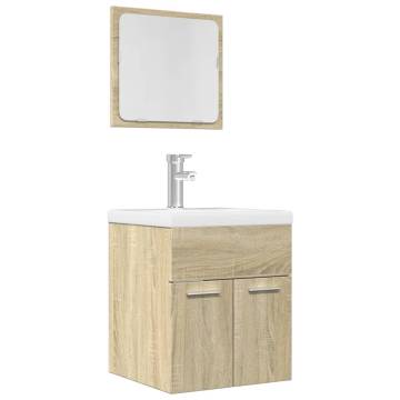 2 Piece Bathroom Furniture Set - Sonoma Oak Wood | Hipo Market