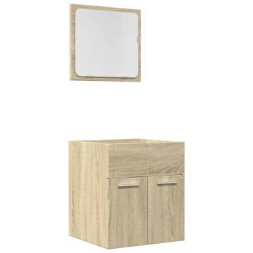 2 Piece Bathroom Furniture Set - Sonoma Oak Wood | Hipo Market