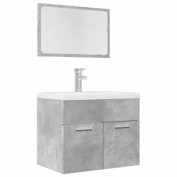 2 Piece Concrete Grey Bathroom Furniture Set | Hipomarket UK