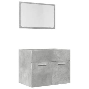 2 Piece Concrete Grey Bathroom Furniture Set | Hipomarket UK