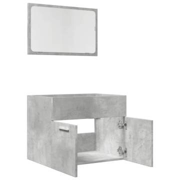 2 Piece Concrete Grey Bathroom Furniture Set | Hipomarket UK