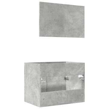 2 Piece Concrete Grey Bathroom Furniture Set | Hipomarket UK