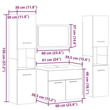 5 Piece Bathroom Furniture Set - Sonoma Oak