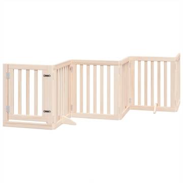 Dog Gate with Door - Foldable 9 Panels | Durable Poplar Wood