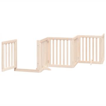 Dog Gate with Door - Foldable 9 Panels | Durable Poplar Wood