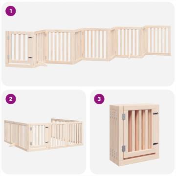 Dog Gate with Door - Foldable 9 Panels | Durable Poplar Wood