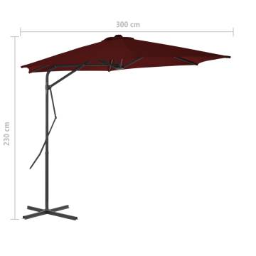 Outdoor Parasol Steel Pole Bordeaux Red 300x230 cm