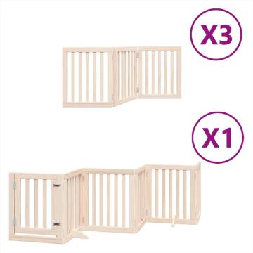 Foldable Dog Gate with Door - 15 Panels 750 cm Poplar Wood