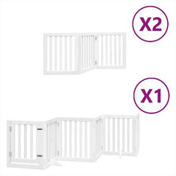 Foldable Dog Gate with Door - 12 Panels, 600 cm, Poplar Wood