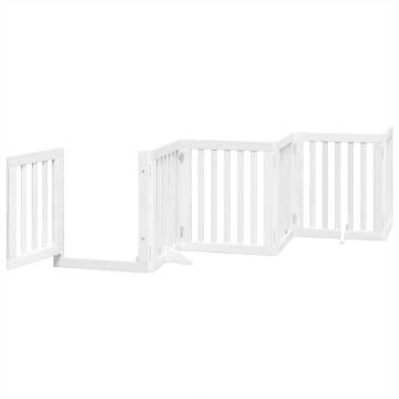 Foldable Dog Gate with Door - 12 Panels, 600 cm, Poplar Wood