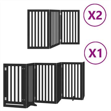 Foldable Dog Gate with Door - Black Poplar Wood | 600 cm