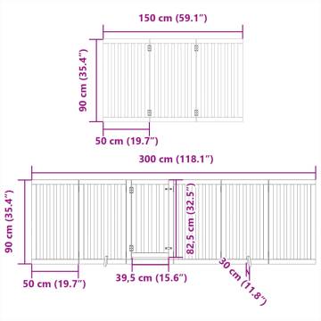 Foldable Dog Gate with Door - Black Poplar Wood | 600 cm