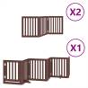 Foldable Dog Gate with Door - 12 Panels, 600 cm Brown Wood