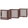 Foldable Dog Gate with Door - 12 Panels, 600 cm Brown Wood